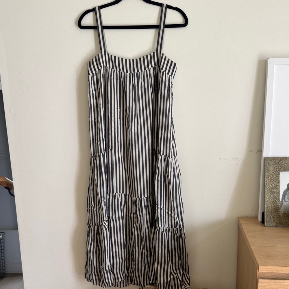 Jenni Kayne Black and White Striped Midi Dress